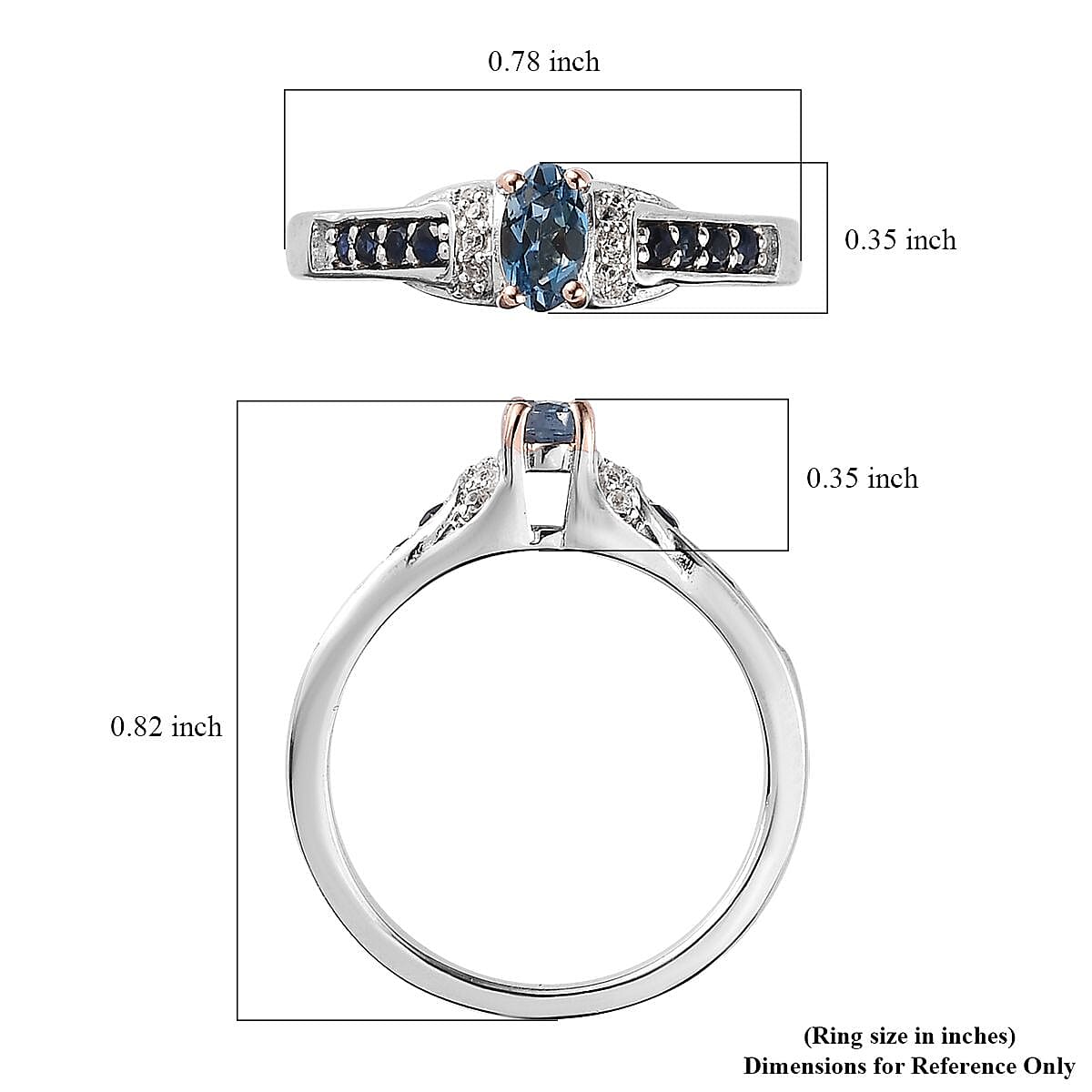 Santa Maria Aquamarine and Multi Gemstone Ring in Vermeil YG and Platinum Over Sterling Silver (Size 7.0) 0.50 ctw image number 5