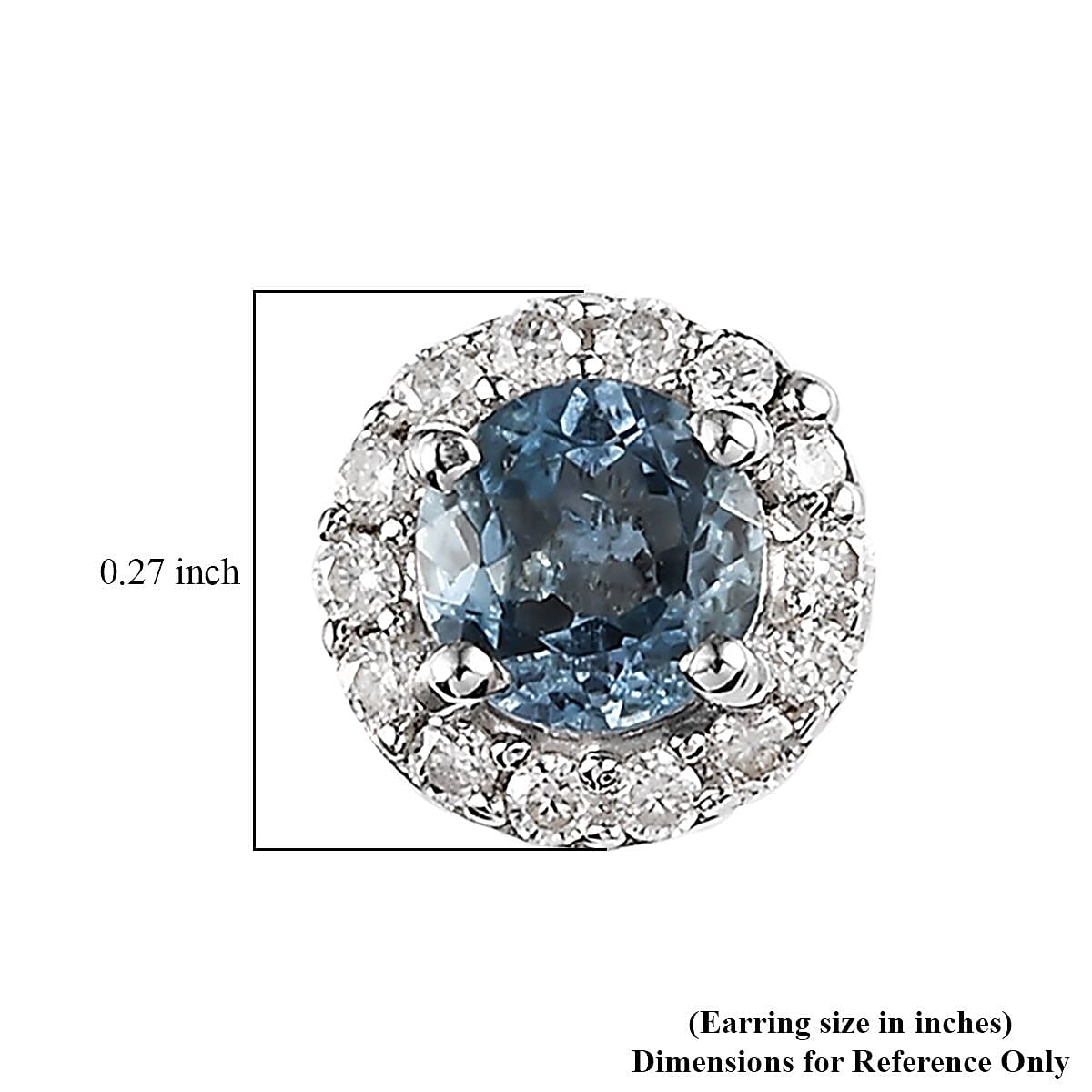 Santa Maria Aquamarine and Moissanite Halo Stud Earrings in Platinum Over Sterling Silver 0.80 ctw