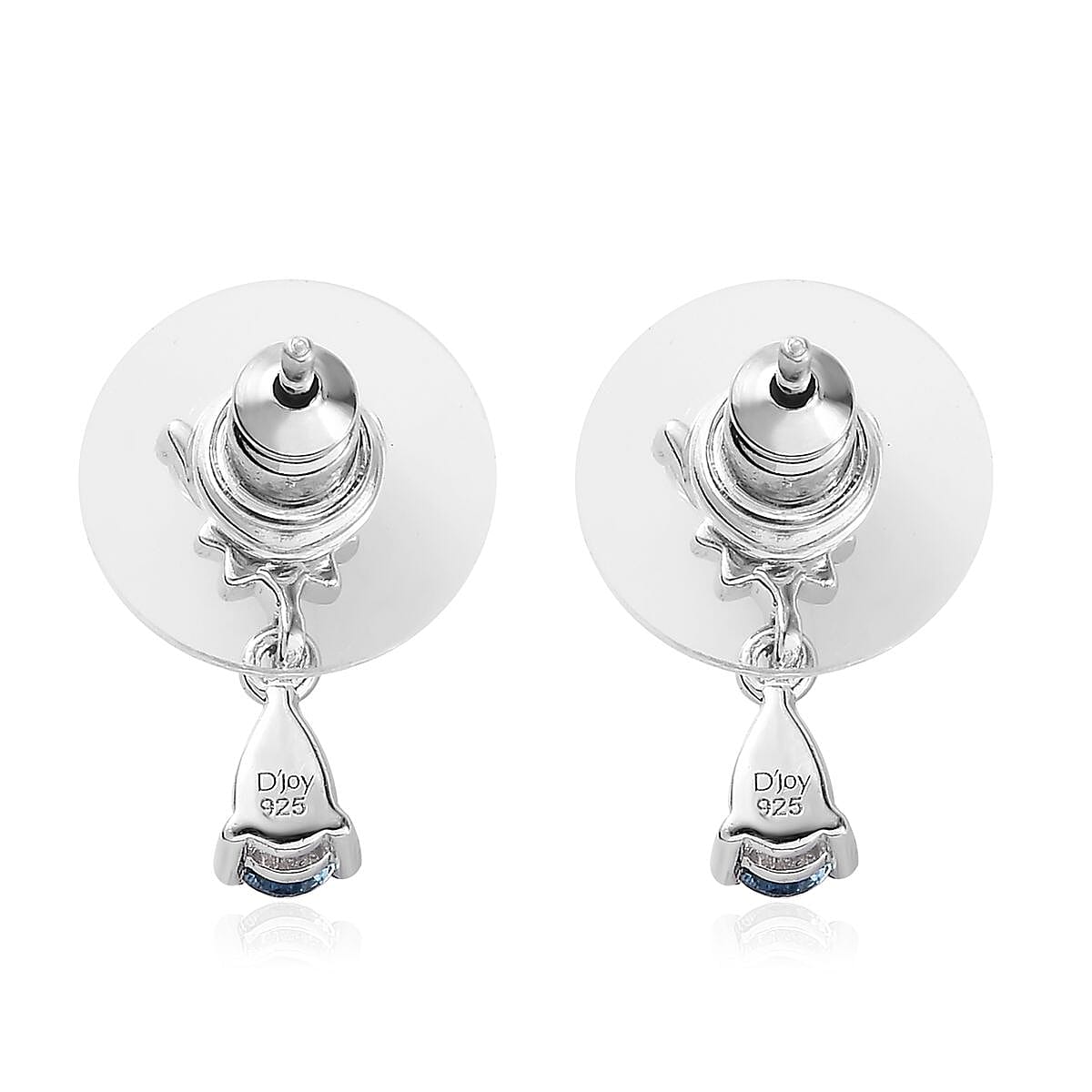 Santa Maria Aquamarine and White Zircon Dangle Earrings in Platinum Over Sterling Silver 0.75 ctw