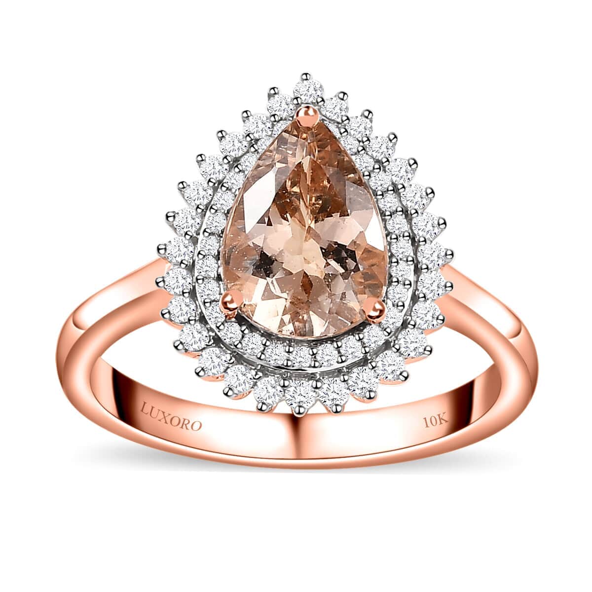 Luxoro AAA Marropino Morganite and G-H I3 Diamond 2.00 ctw Ring in 10K Rose Gold (Size 7.0) image number 0