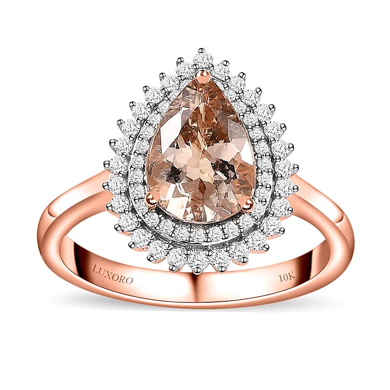 Luxoro AAA Marropino Morganite and G-H I3 Diamond 2.00 ctw Ring in 10K Rose Gold (Size 7.0)