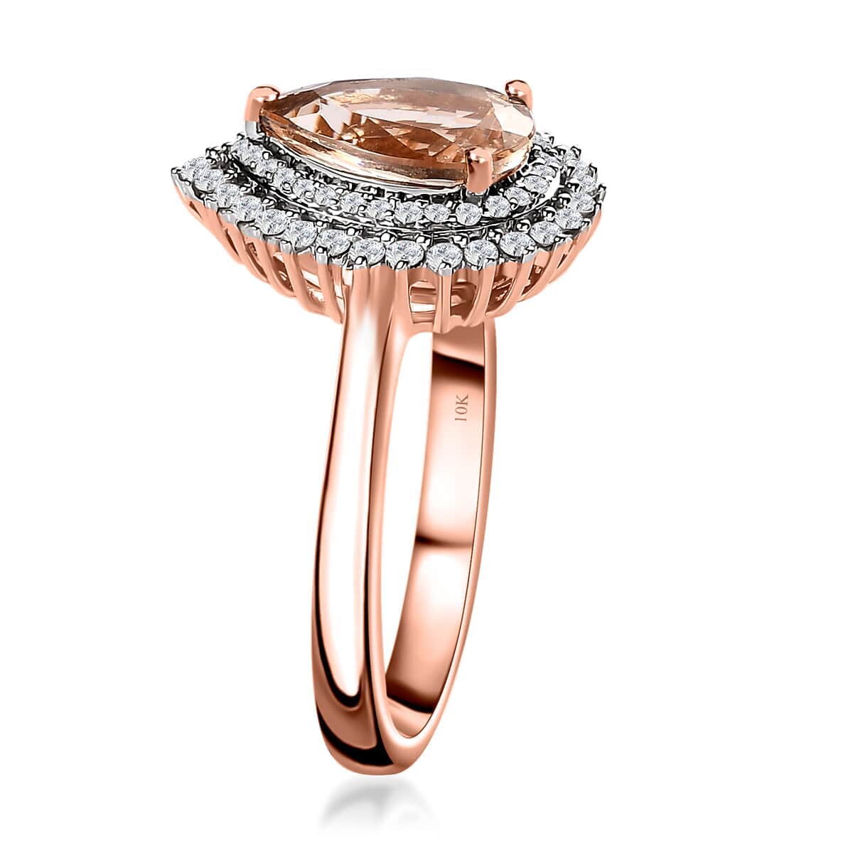 Luxoro AAA Marropino Morganite and G-H I3 Diamond 2.00 ctw Ring in 10K Rose Gold (Size 7.0) image number 3