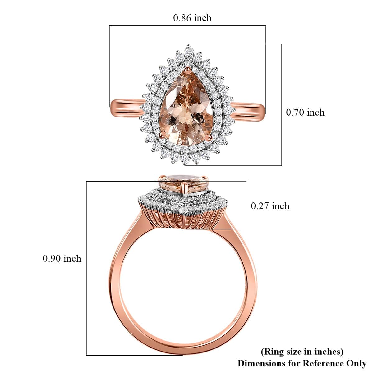 Luxoro AAA Marropino Morganite and G-H I3 Diamond 2.00 ctw Ring in 10K Rose Gold (Size 7.0) image number 5