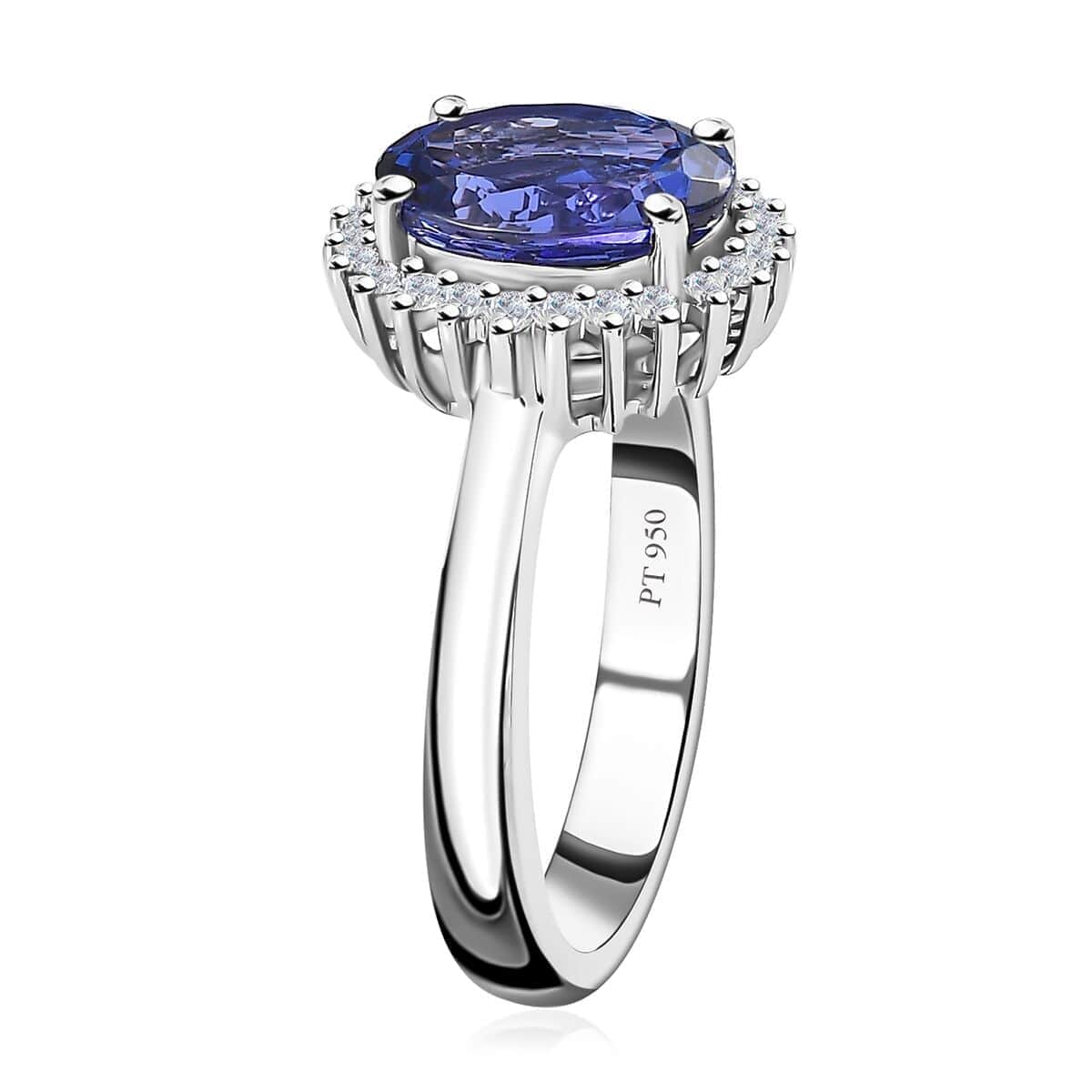 Rhapsody 950 Platinum AAAA Tanzanite and E-F VS Diamond Halo Ring (Size 7.0) 7.15 Grams 3.05 ctw image number 3