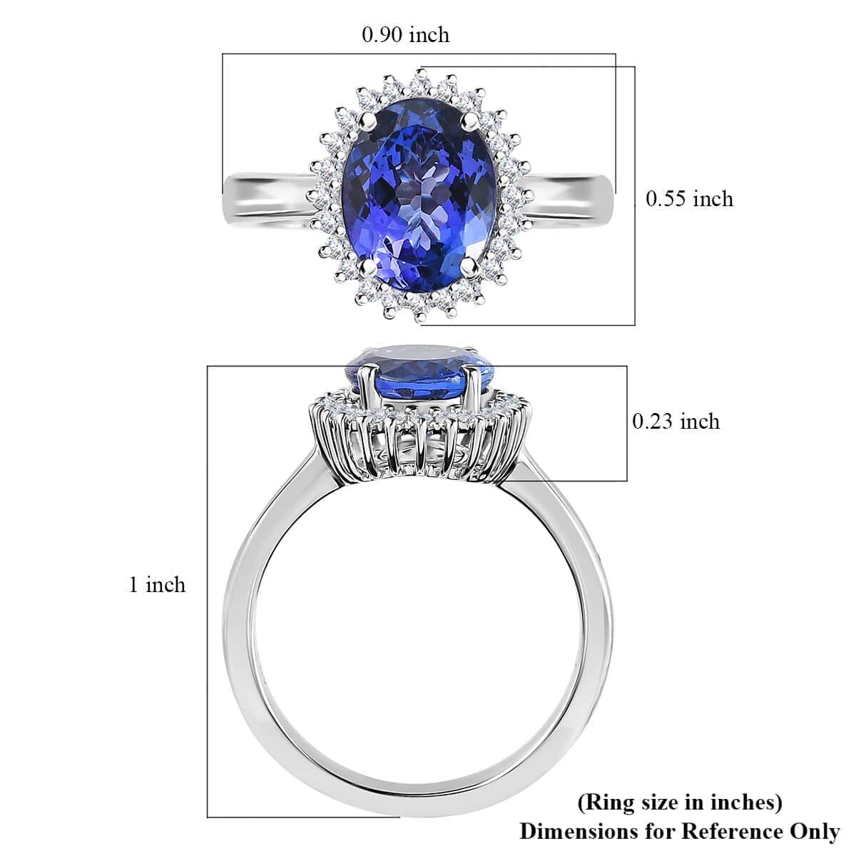 Rhapsody 950 Platinum AAAA Tanzanite and E-F VS Diamond Halo Ring (Size 7.0) 7.15 Grams 3.05 ctw image number 5