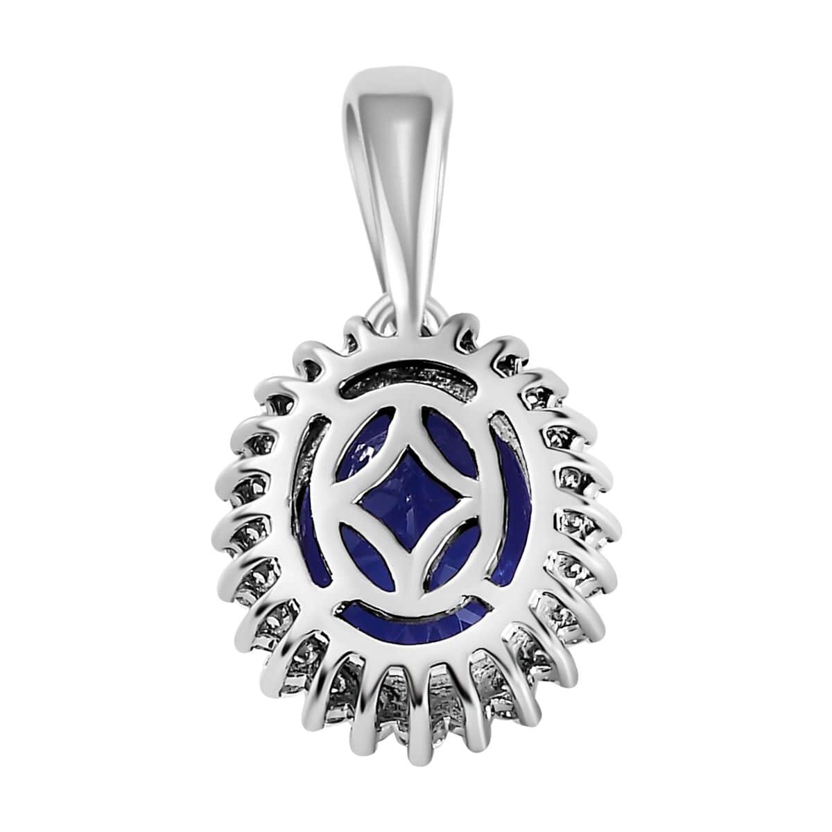 Rhapsody 950 Platinum AAAA Tanzanite and E-F VS Diamond Halo Pendant 3.00 ctw image number 4