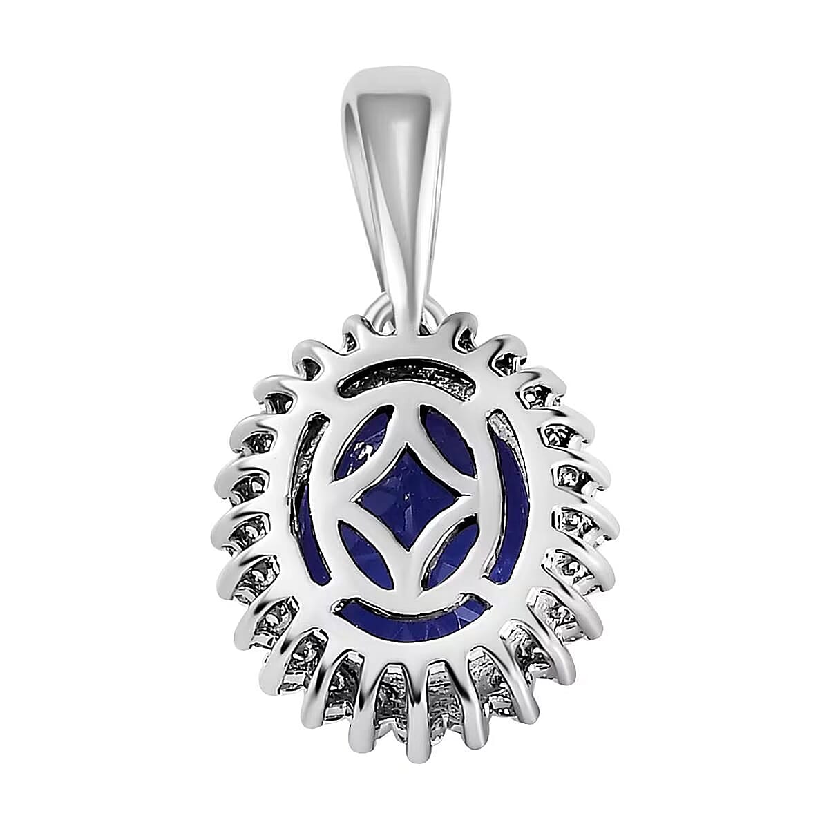 Rhapsody AAAA Tanzanite and E-F VS Diamond 3.00 ctw Halo Pendant without Chain in 950 Platinum image number 6