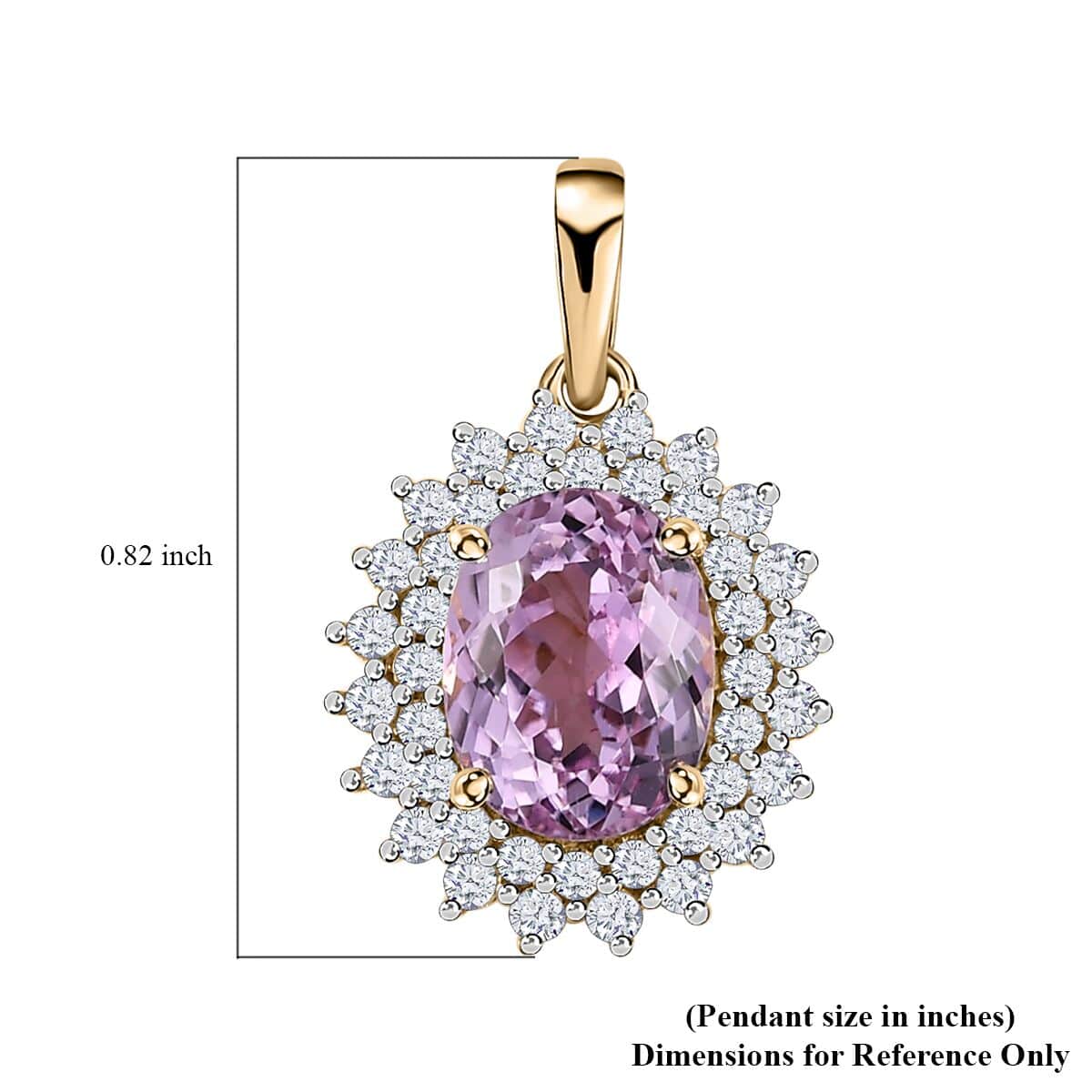 Luxoro 10K Yellow Gold AAA Martha Rocha Kunzite and G-H I3 Diamond Pendant 3.30 ctw image number 5