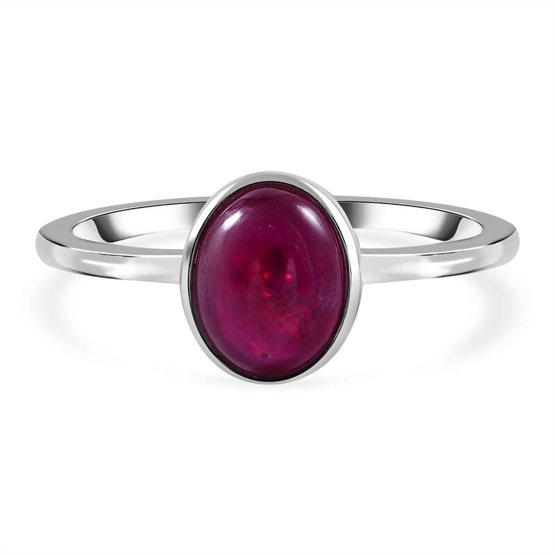African Ruby (FF) 3.00 ctw Ring in Rhodium Over Sterling Silver (Size 11.5)