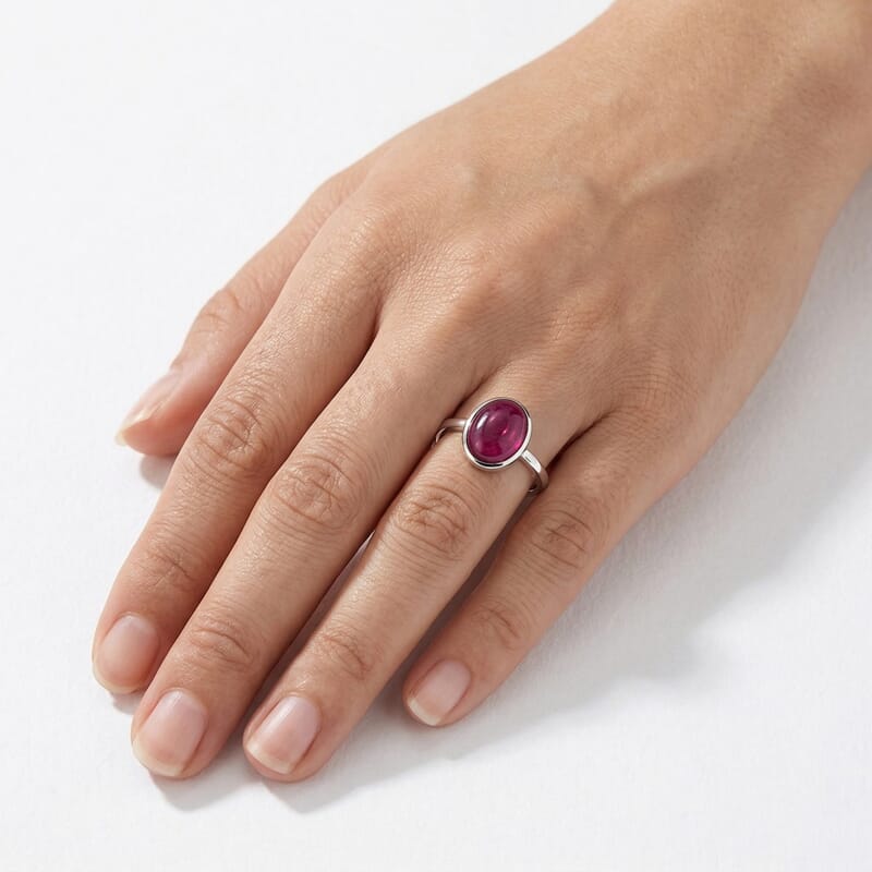 African Ruby (FF) 3.00 ctw Ring in Rhodium Over Sterling Silver (Size 11.5)