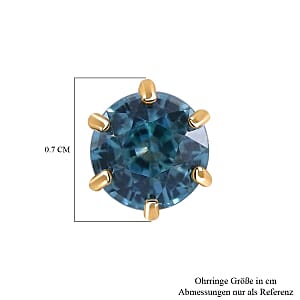 AAA Blue Zircon 2.00 ctw Earrings in 9K Yellow Gold