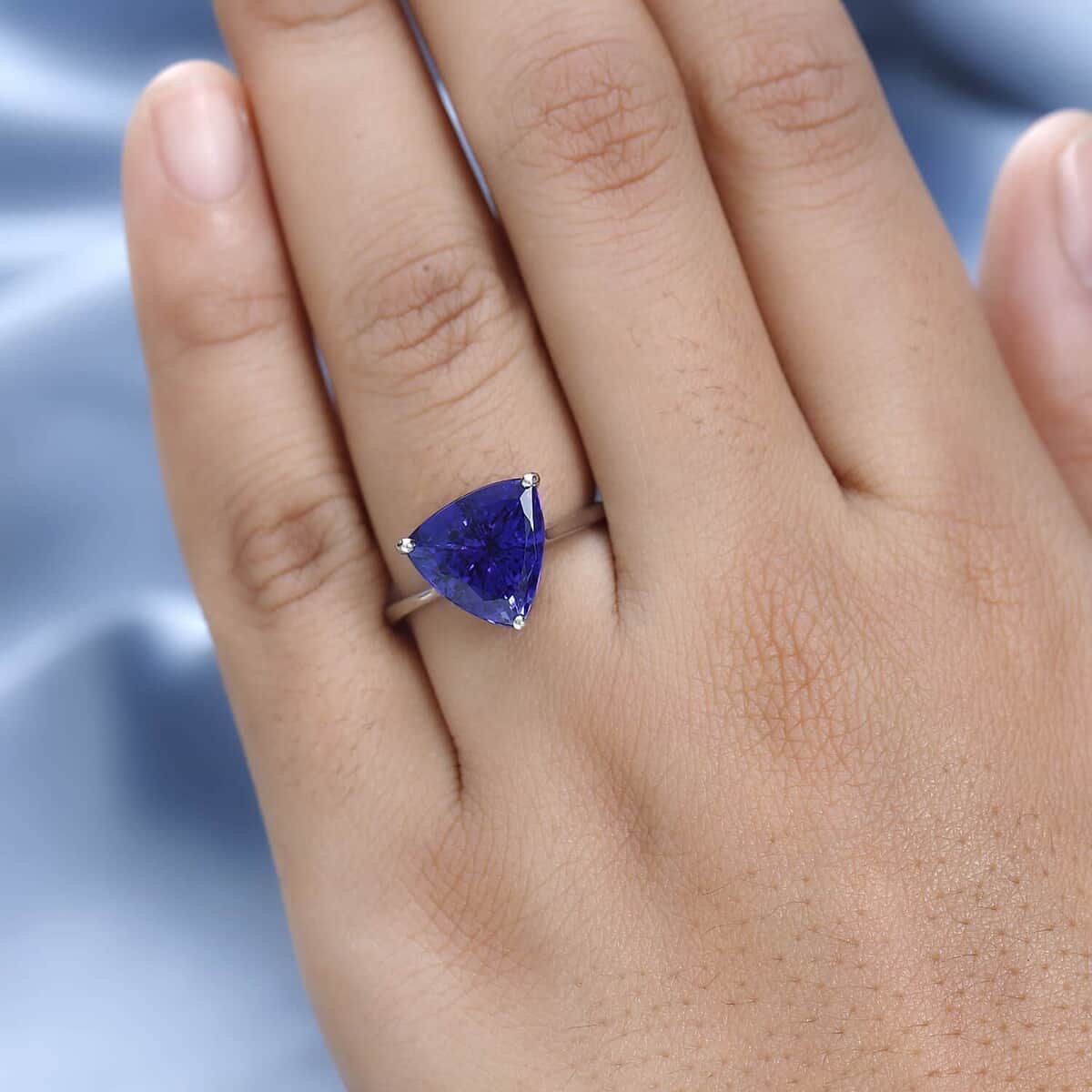 Rhapsody 950 Platinum AAA Tanzanite Solitaire Ring (Size 7.0) 5.10 Grams 5.80 ctw image number 2