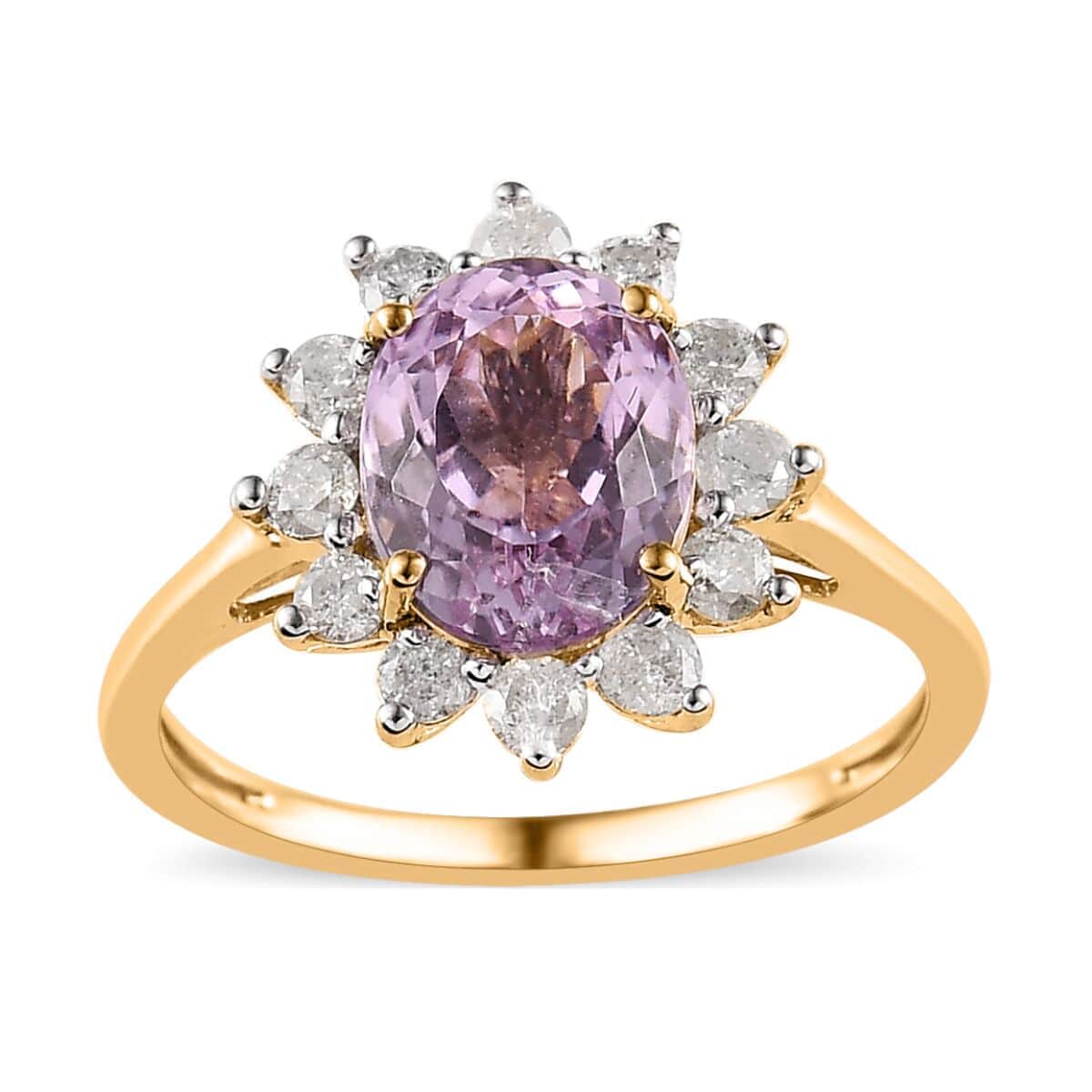 Luxoro 14K Yellow Gold AAA Martha Rocha Kunzite, Diamond (G-H, I3) (0.55 cts) Ring (Size 7.0) 3.15 ctw image number 0