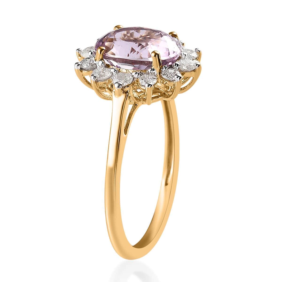 Luxoro 14K Yellow Gold AAA Martha Rocha Kunzite, Diamond (G-H, I3) (0.55 cts) Ring (Size 7.0) 3.15 ctw image number 3