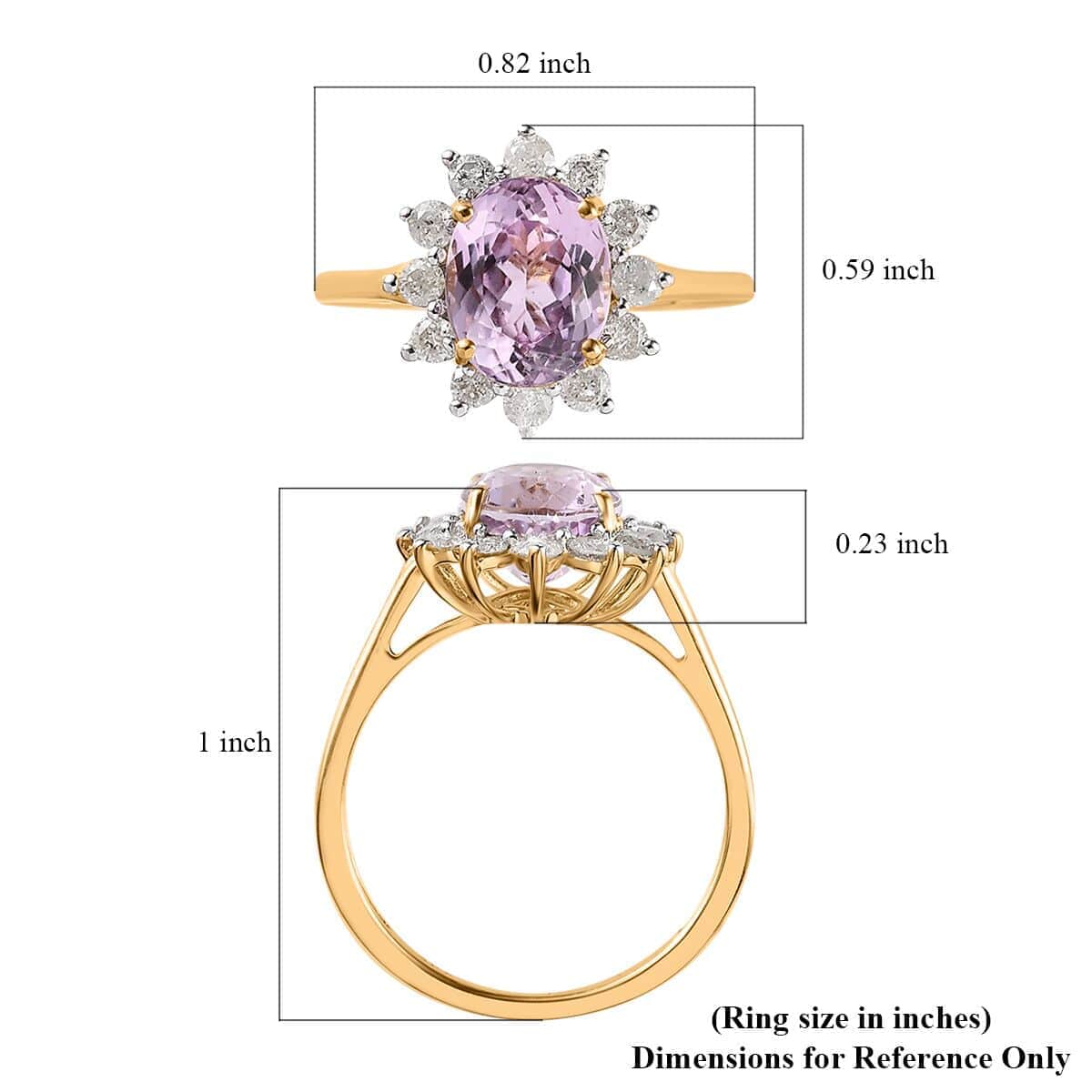 Luxoro 14K Yellow Gold AAA Martha Rocha Kunzite, Diamond (G-H, I3) (0.55 cts) Ring (Size 7.0) 3.15 ctw image number 5