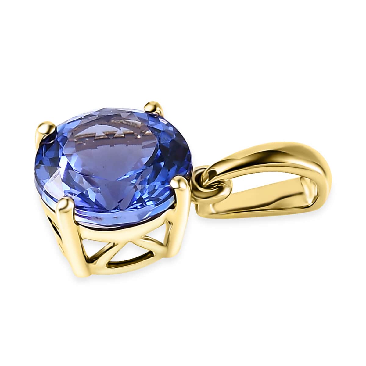 Luxoro AAA Tanzanite 2.25 ctw Solitaire Pendant in 14K Yellow Gold image number 3