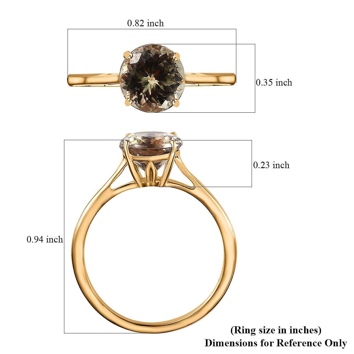 Luxoro 14K Yellow Gold AAA Turkizite 2.20 ctw Solitaire Ring (Size 7.0)