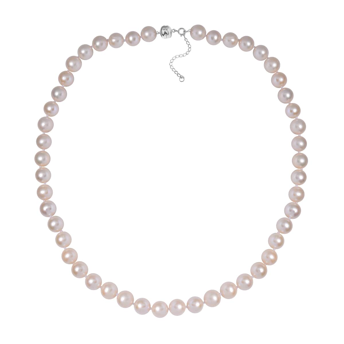 14K White Gold Magnetic Lock Premium Freshwater Pearl 9-10mm Necklace 18-20 Inches image number 0