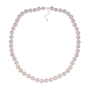 14K White Gold Magnetic Lock Premium Freshwater Pearl 9-10mm Necklace 18-20 Inches