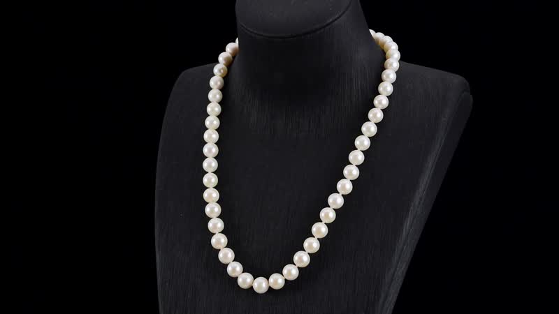 Doorbuster 14K White Gold Magnetic Lock Freshwater Pearl 9-10mm Necklace 18-20 Inches