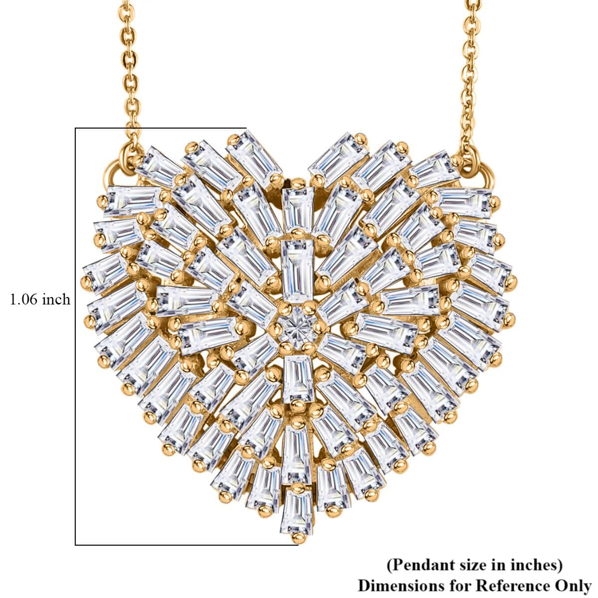 GP Special Valentine Collection White Zircon Heart Necklace 18 Inches in Vermeil Yellow Gold Over Sterling Silver 6.65 ctw image number 6