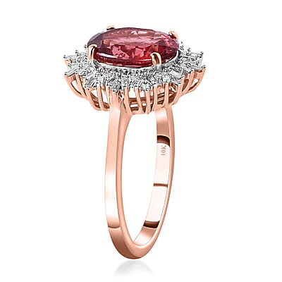 Luxoro Blush Apatite and G-H I3 Diamond 3.00 ctw Floral Ring in 10K Rose Gold (Size 6.0)
