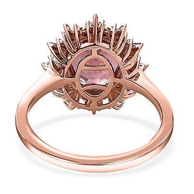 Luxoro Blush Apatite and G-H I3 Diamond 3.00 ctw Floral Ring in 10K Rose Gold (Size 6.0)