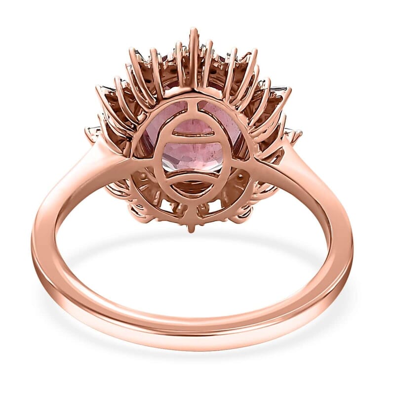 Luxoro Blush Apatite and G-H I3 Diamond 3.00 ctw Floral Ring in 10K Rose Gold (Size 6.0)