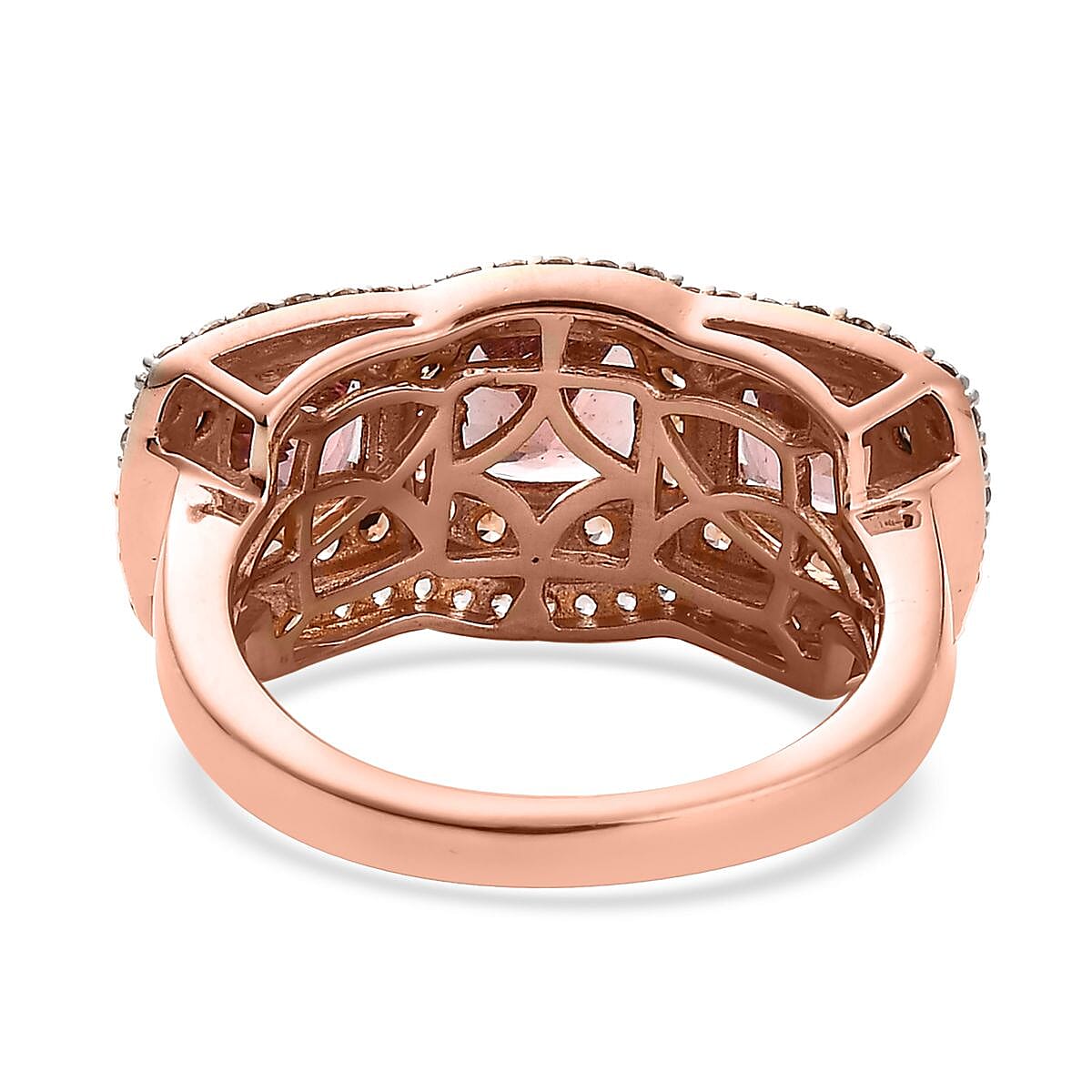 Blush Apatite, Brown and White Zircon Ring in Vermeil Rose Gold Over Sterling Silver (Size 6.0) 3.60 ctw