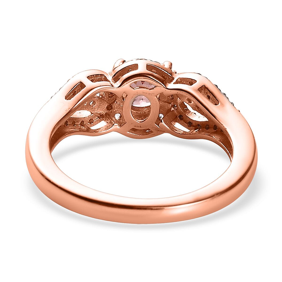 Blush Apatite, White and Champagne Zircon Ring in Vermeil Rose Gold Over Sterling Silver (Size 10.0) 1.00 ctw