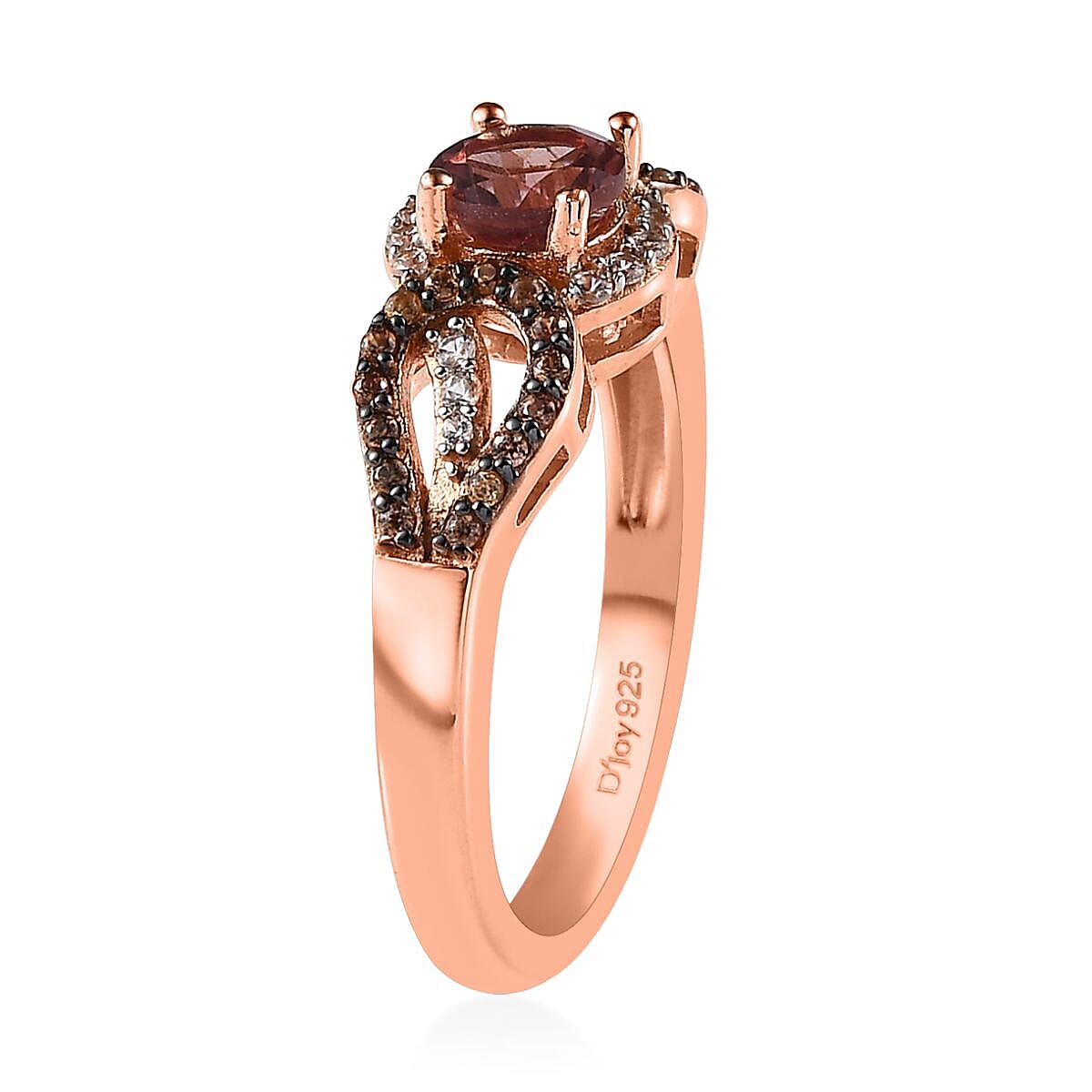 Blush Apatite, White and Champagne Zircon Ring in Vermeil Rose Gold Over Sterling Silver (Size 8.0) 1.00 ctw image number 3