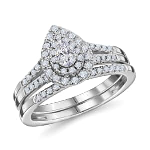 14K White Gold G-H SI1-SI2 Diamond Bridal Set (Size 7.0) 4.65 Grams 0.60 ctw