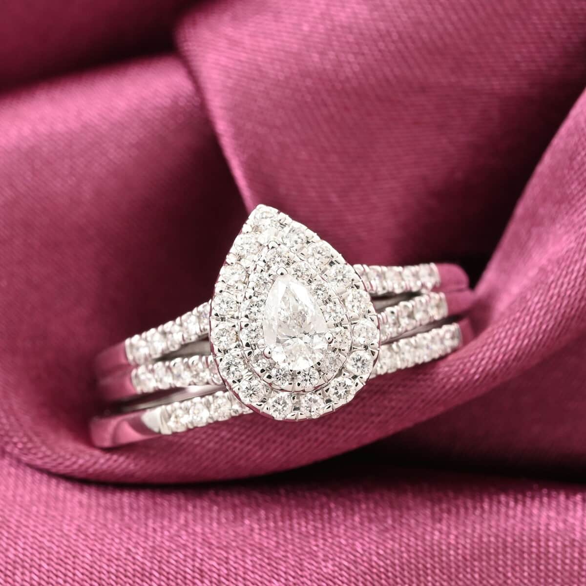 14K White Gold G-H SI1-SI2 Diamond Bridal Ring Set (Size 7.0) 4.65 Grams 0.60 ctw image number 1