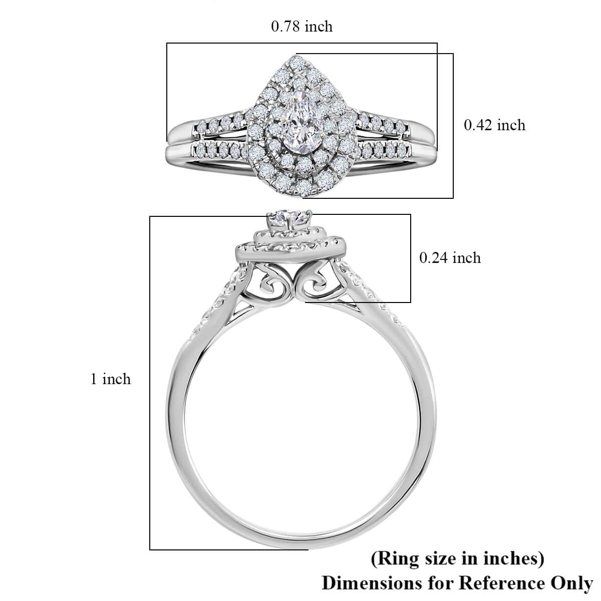 14K White Gold G-H SI1-SI2 Diamond Bridal Ring Set (Size 7.0) 4.65 Grams 0.60 ctw image number 3
