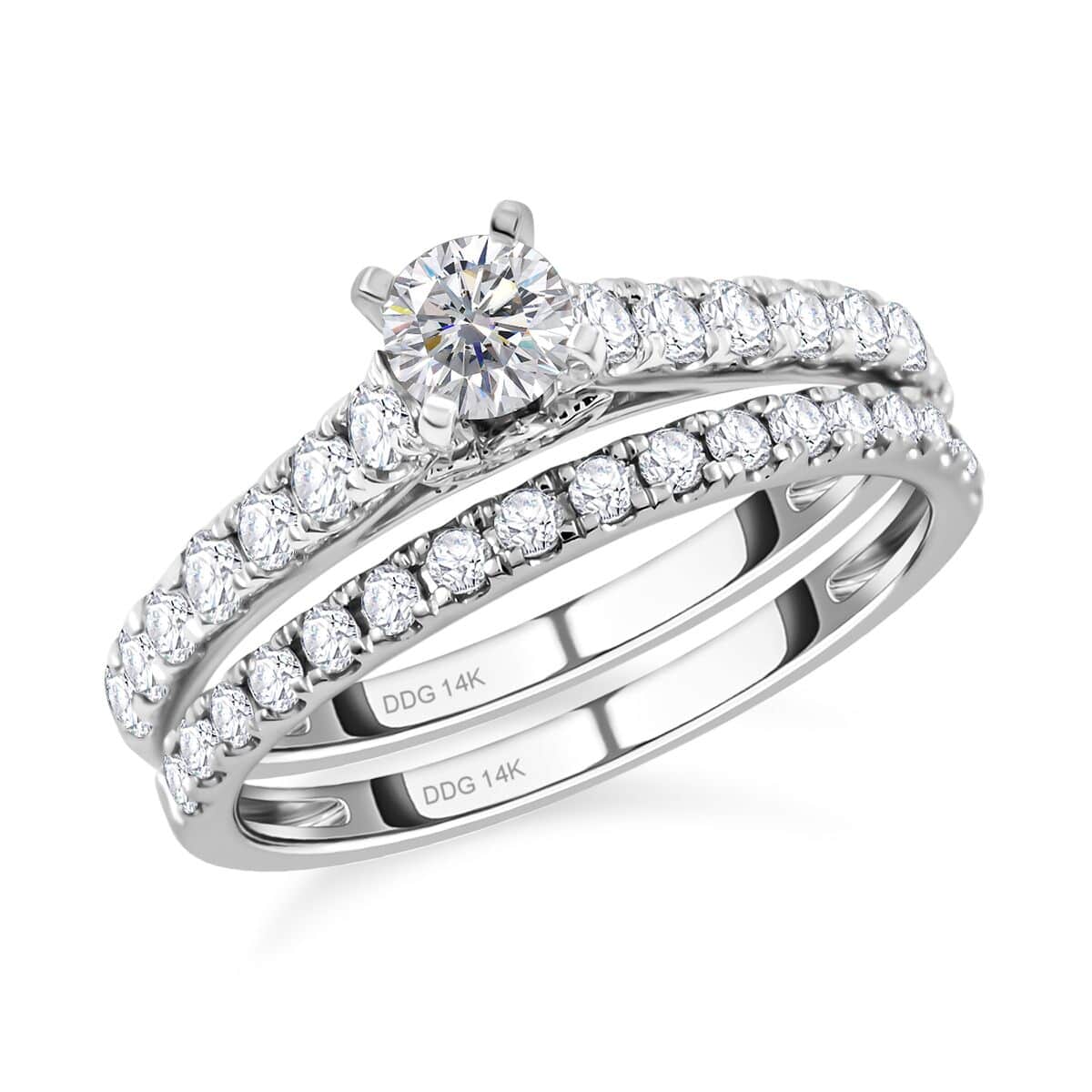 14K White Gold G-H SI1 Diamond Bridal Ring Set (Size 7.0) 1.00 ctw image number 0