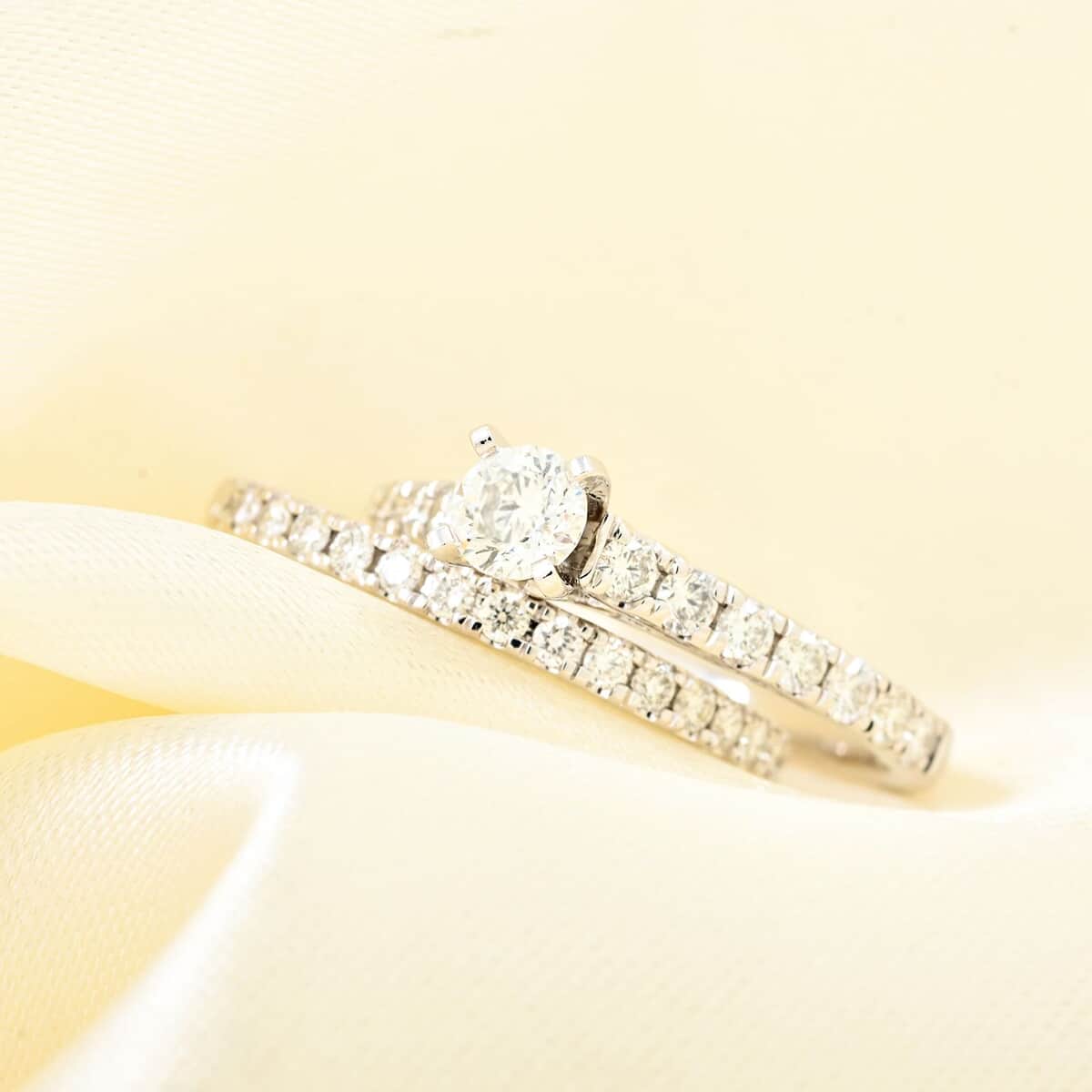 14K White Gold G-H SI1 Diamond Bridal Ring Set (Size 7.0) 1.00 ctw image number 1