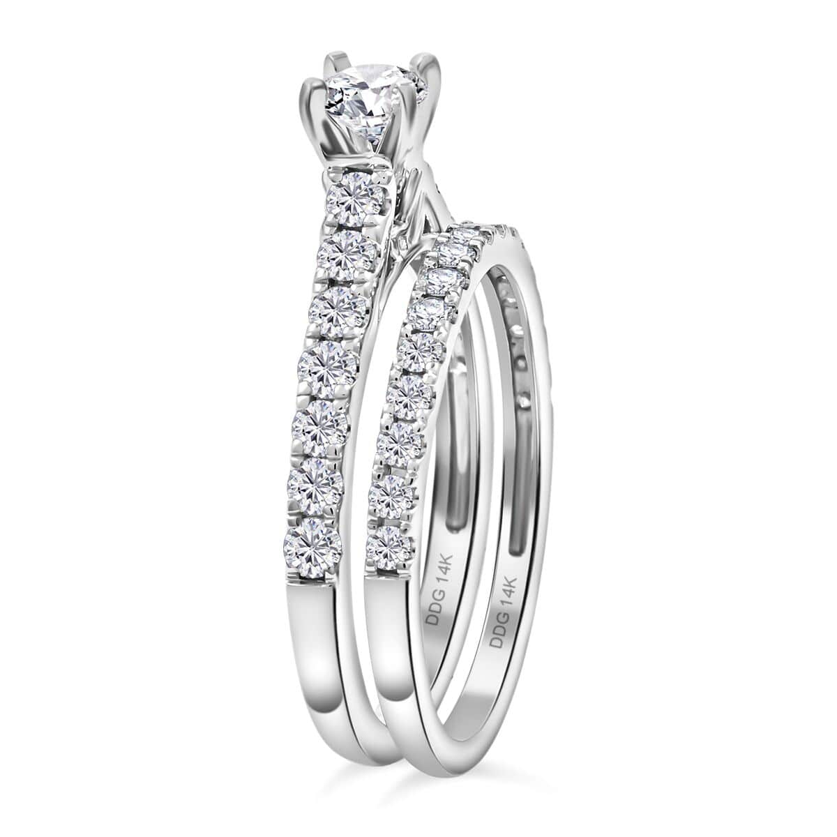 14K White Gold G-H SI1 Diamond Bridal Ring Set (Size 7.0) 1.00 ctw image number 3