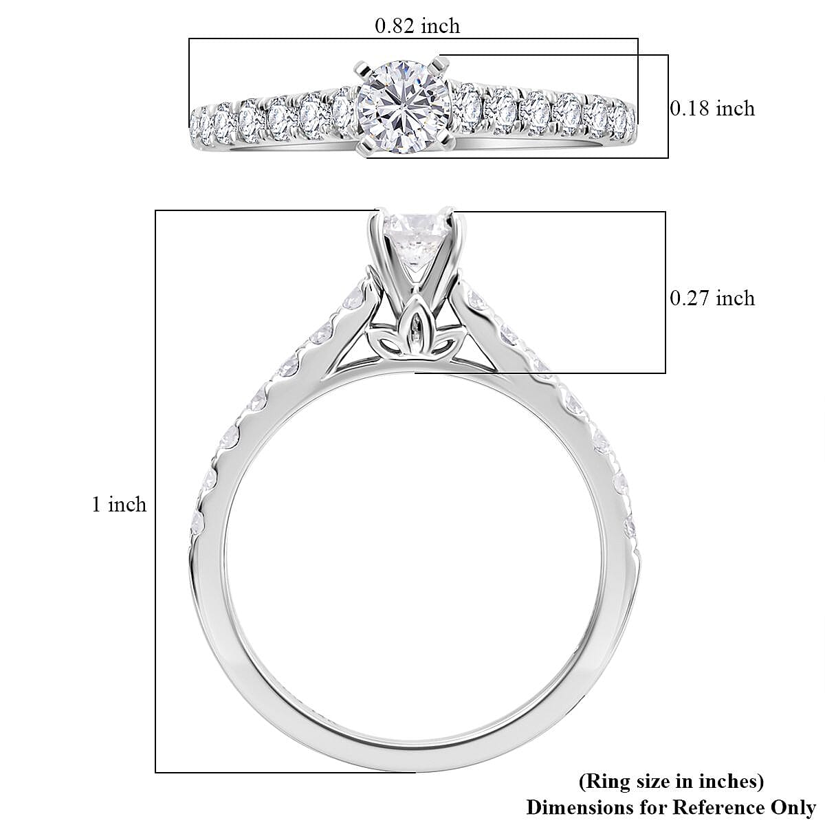 14K White Gold G-H SI1 Diamond Bridal Ring Set (Size 7.0) 1.00 ctw