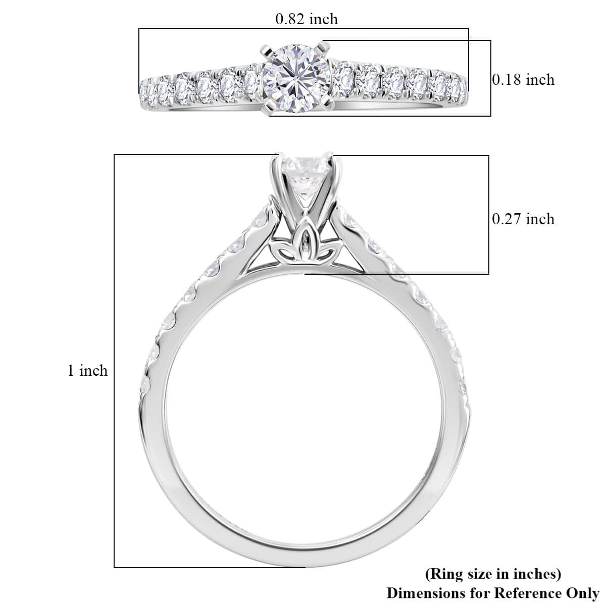 14K White Gold G-H SI1 Diamond Bridal Ring Set (Size 7.0) 1.00 ctw image number 4