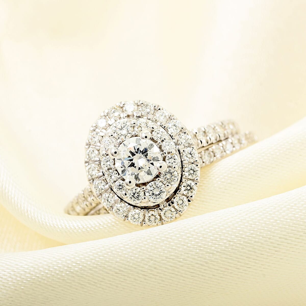 14K White Gold G-H SI1-SI2 Diamond Bridal Set (Size 7.0) 4.10 Grams 1.00 ctw image number 1