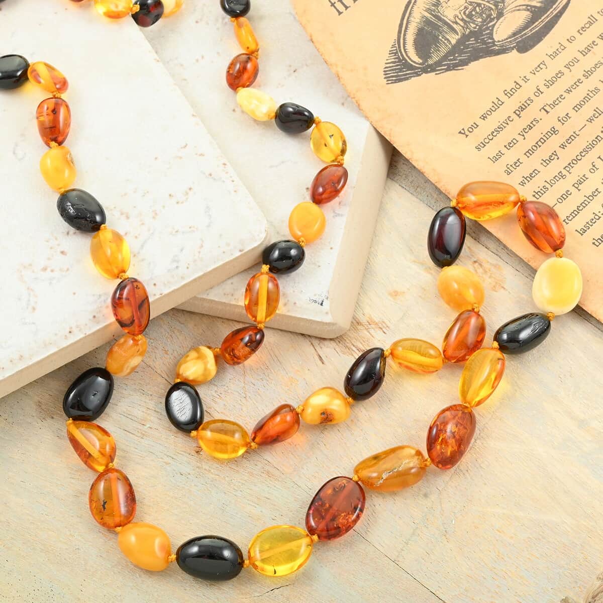 Baltic Amber Beaded Necklace 28 Inches image number 1