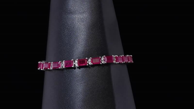 Doorbuster Niassa Ruby (FF), White Zircon Bracelet in Platinum Over Sterling Silver (6.50 In) (Del. in 5-7 Days) 18.00 ctw