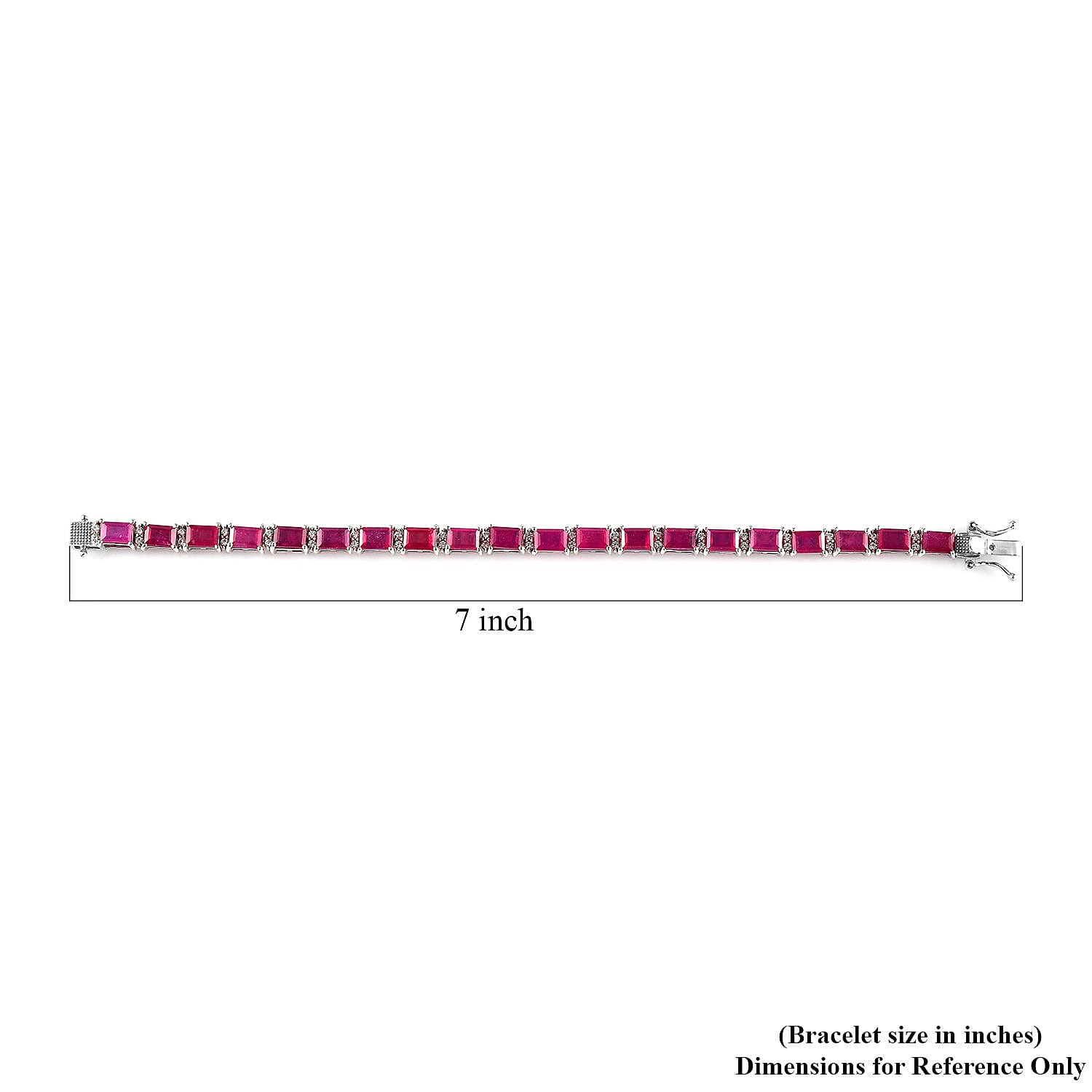 Niassa Ruby (FF) and White Zircon Bracelet in Platinum Over Sterling Silver (6.50 In) 20.70 ctw