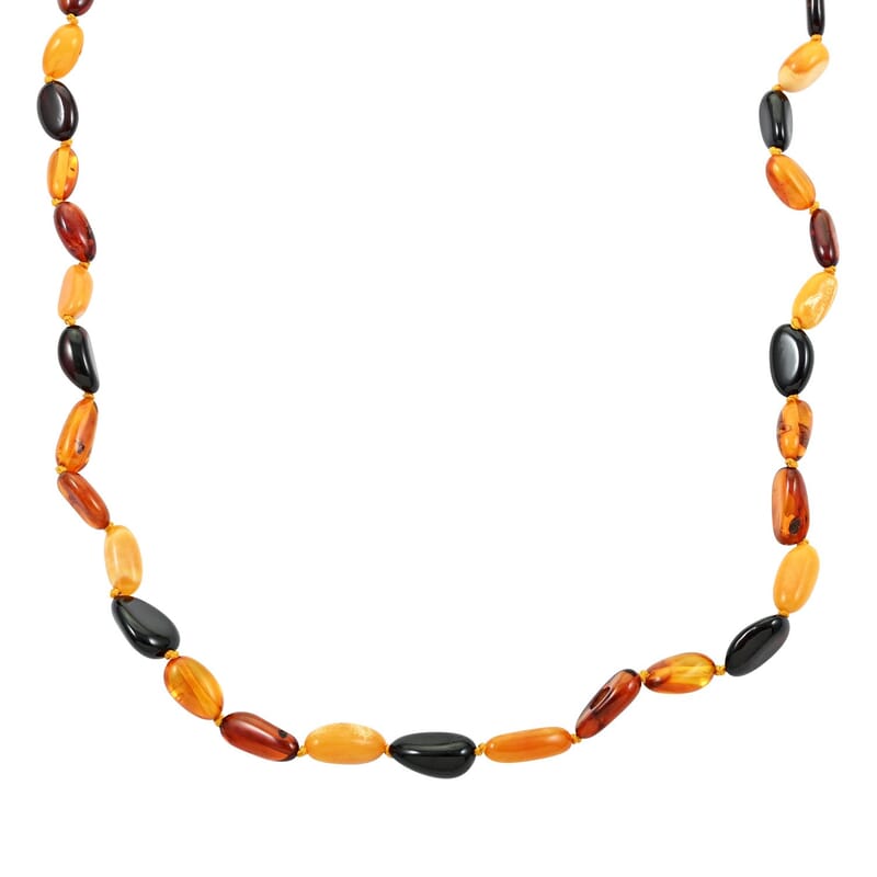 Multi Color Amber Beaded Necklace 18 Inches