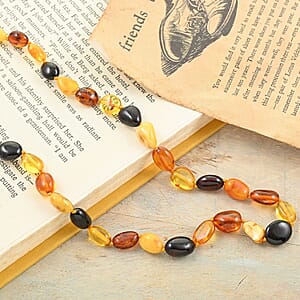 Multi Color Amber Beaded Necklace 18 Inches