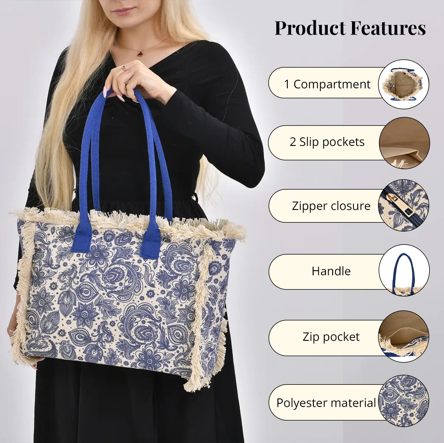 Washable tote bag with zip hotsell