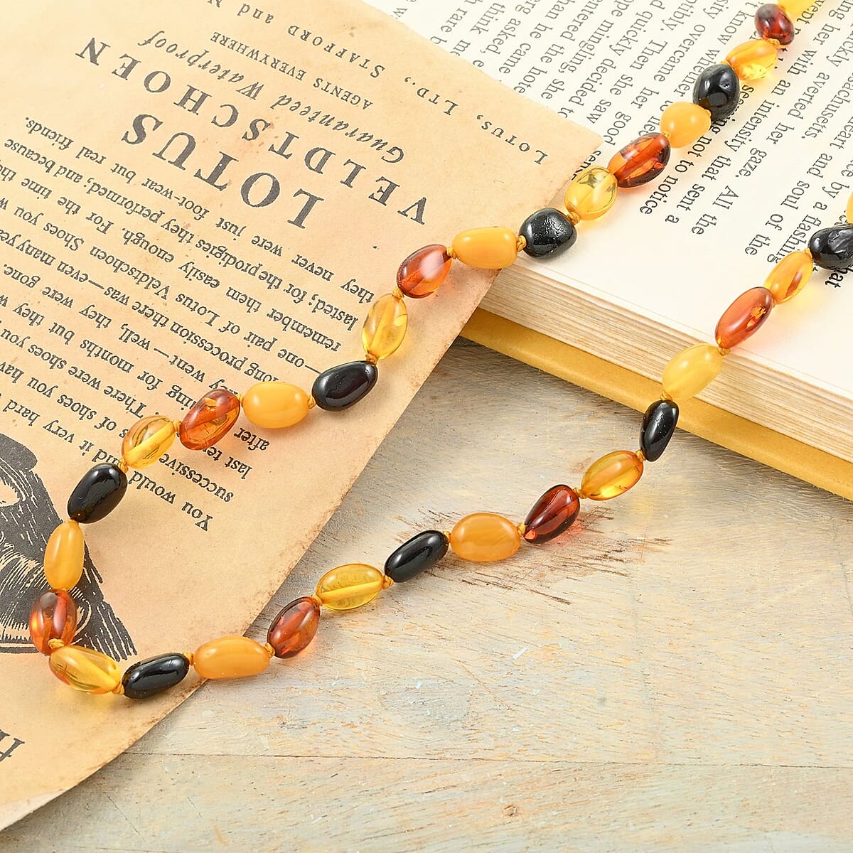 Multi Color Amber Beaded Necklace 20 Inches image number 1