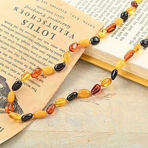Multi Color Amber Beaded Necklace 20 Inches