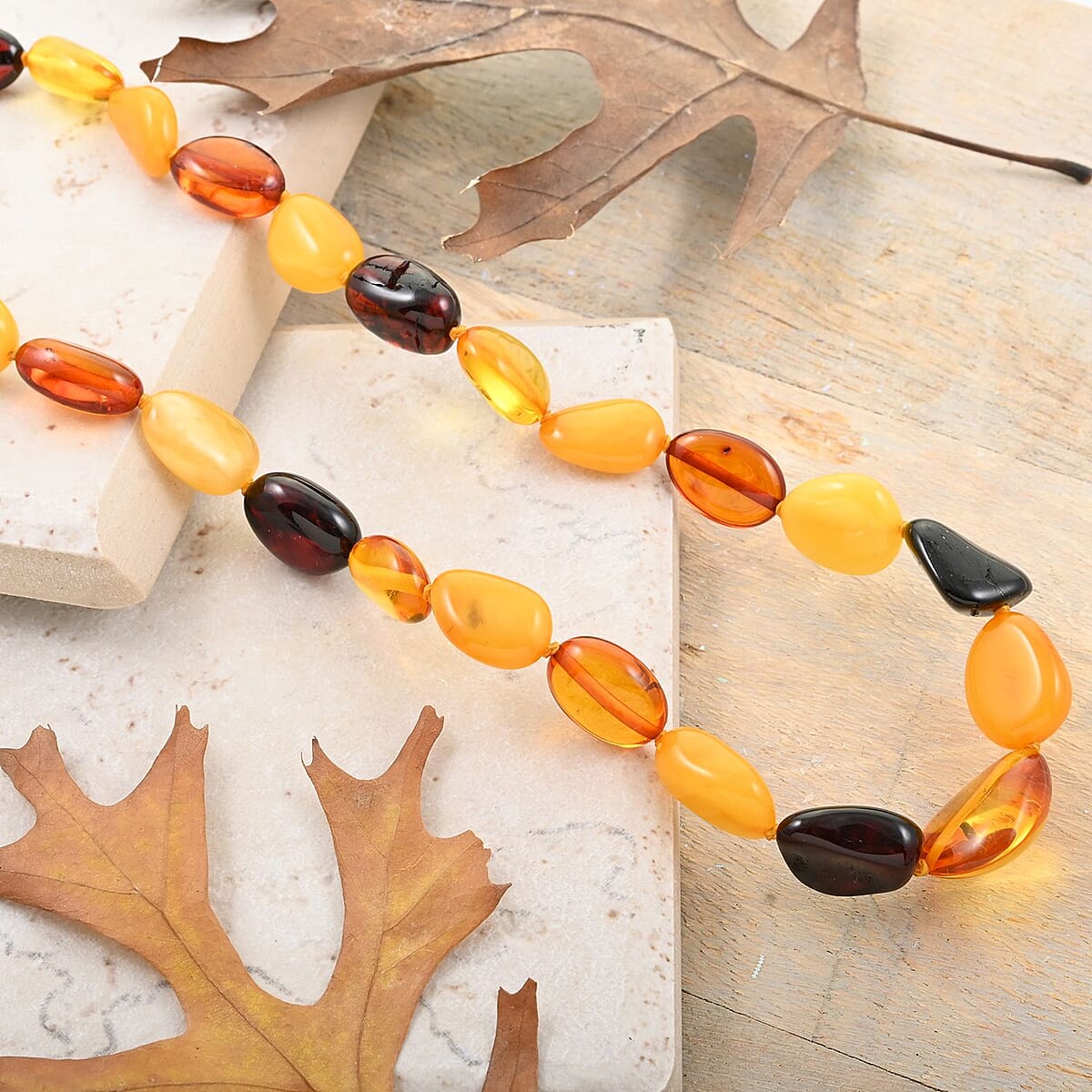 Baltic Amber Beaded Necklace 20 Inches image number 1