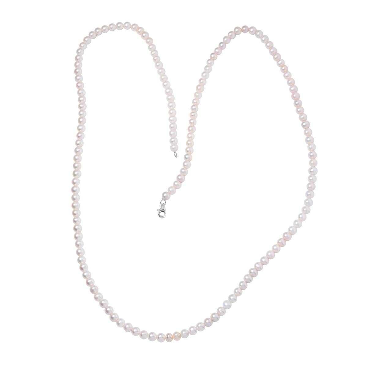 Premium Freshwater Pearl 8-9mm Necklace 36 Inches in Rhodium Over Sterling Silver image number 0